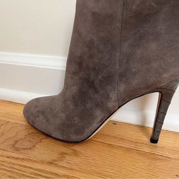 Sam Edelman Kourtney Gray Leather Suede Crocodile Heel Ankle Boots Size 8M - Picture 15 of 15